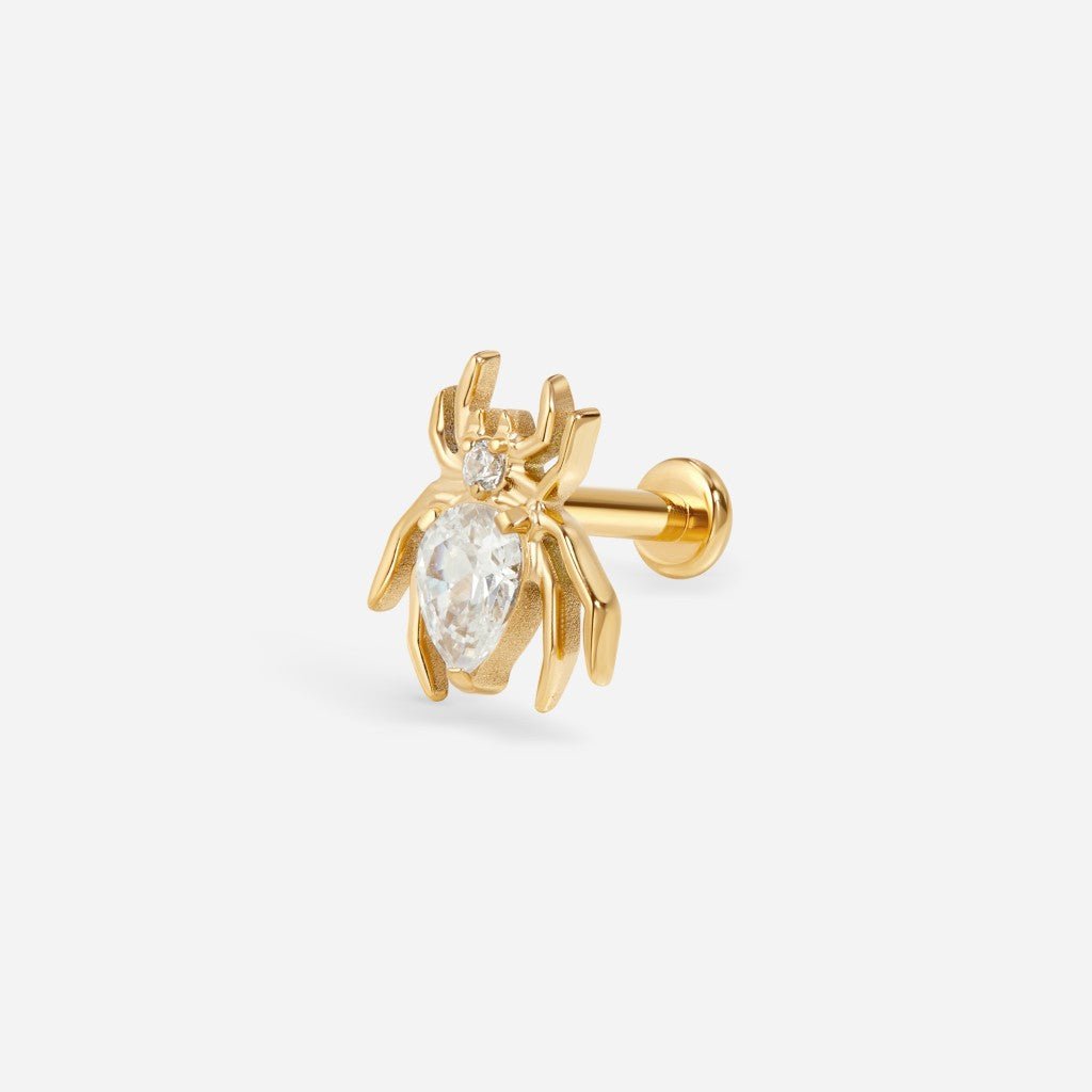Titanium Internally Threaded Cubic Zirconia Spider Flatback - SkinKandy | Body Jewellery & Piercing Online Australia