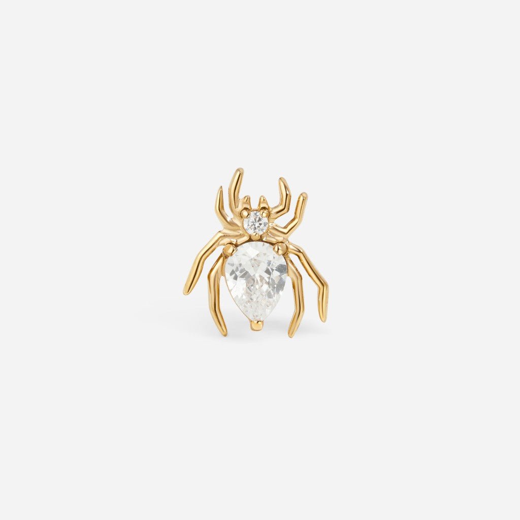 Titanium Internally Threaded Cubic Zirconia Spider Flatback - SkinKandy | Body Jewellery & Piercing Online Australia