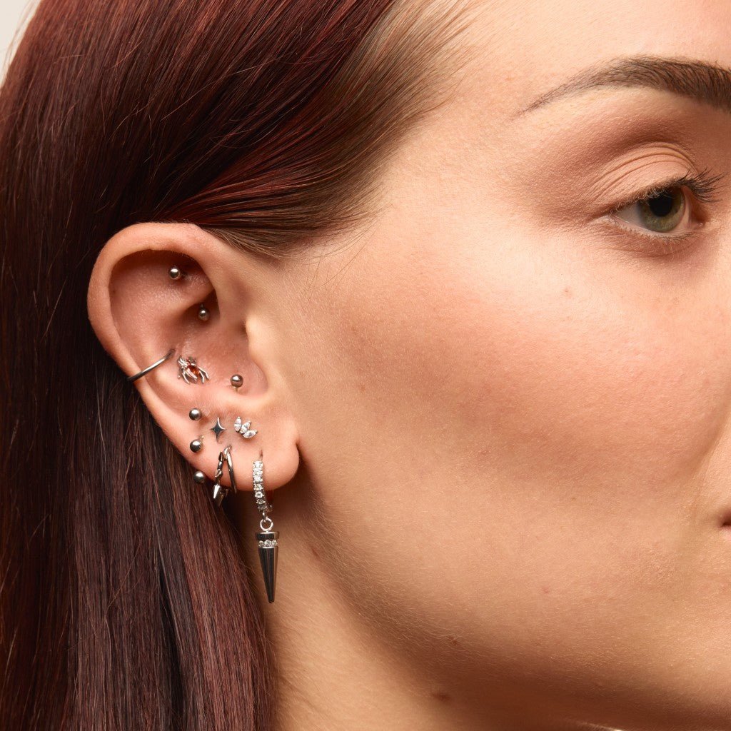 Titanium Internally Threaded Cubic Zirconia Spider Flatback - SkinKandy | Body Jewellery & Piercing Online Australia