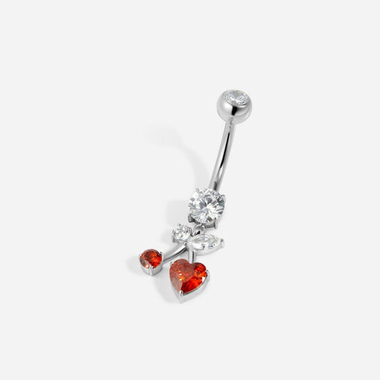 Titanium Internally Threaded Cubic Zirconia Cherry Navel Ring - SkinKandy | Body Jewellery & Piercing Online Australia