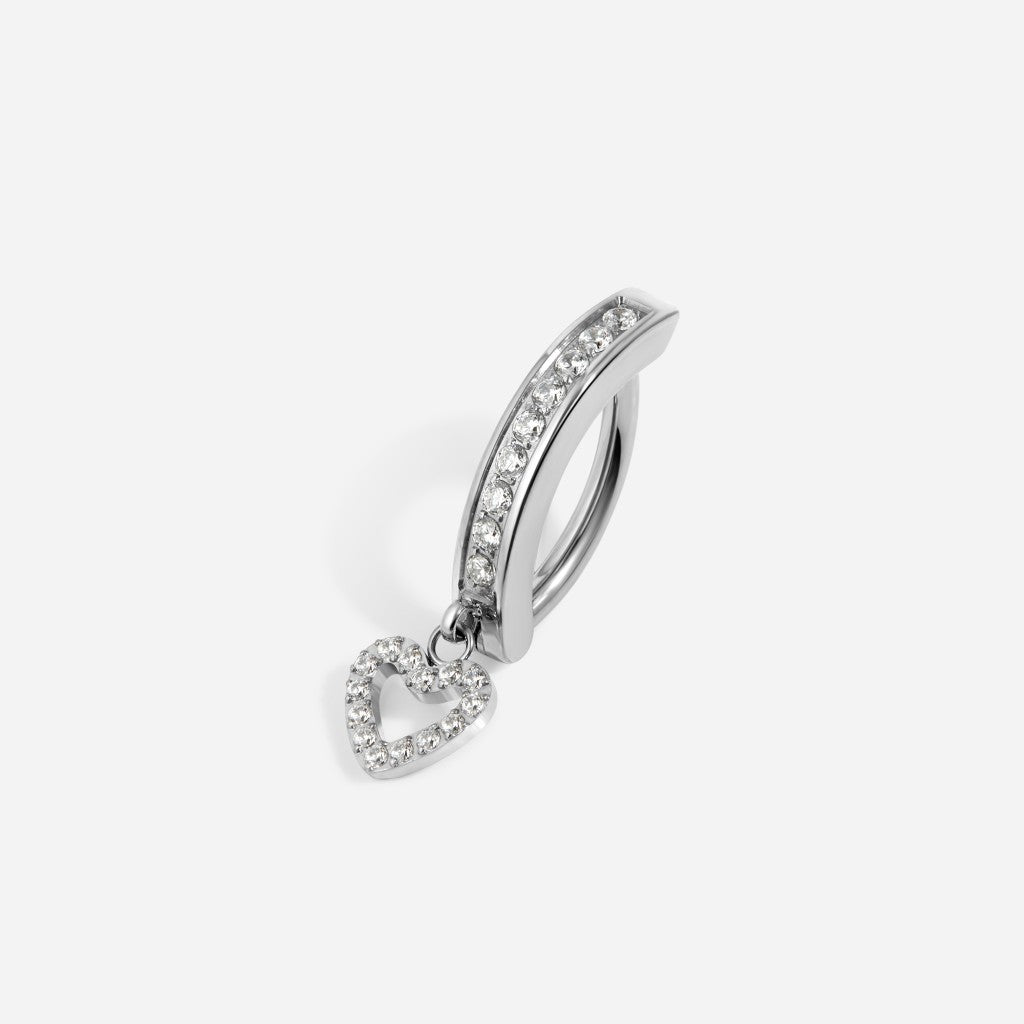 Titanium Cubic Zirconia Paved Heart Dangle Navel Clicker - SkinKandy | Body Jewellery & Piercing Online Australia