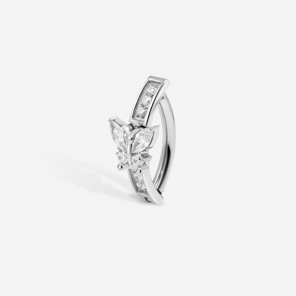 Titanium Cubic Zirconia Paved Butterfly Navel Clicker - SkinKandy | Body Jewellery & Piercing Online Australia
