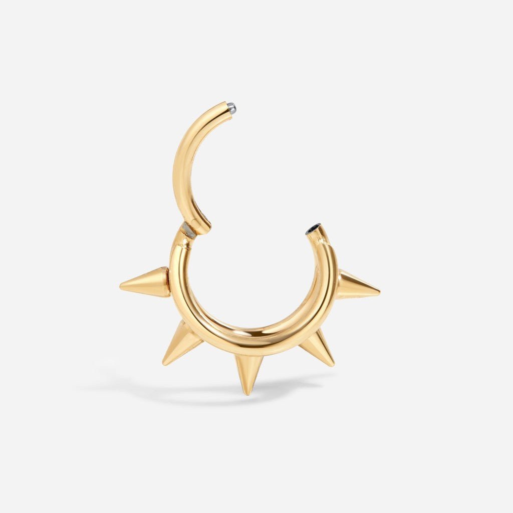 Titanium Double Spike Segment Ring - Gold - SkinKandy | Body Jewellery & Piercing