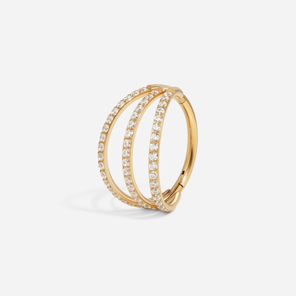Titanium Cubic Zirconia Triple Segment Ring - SkinKandy | Body Jewellery & Piercing Online Australia