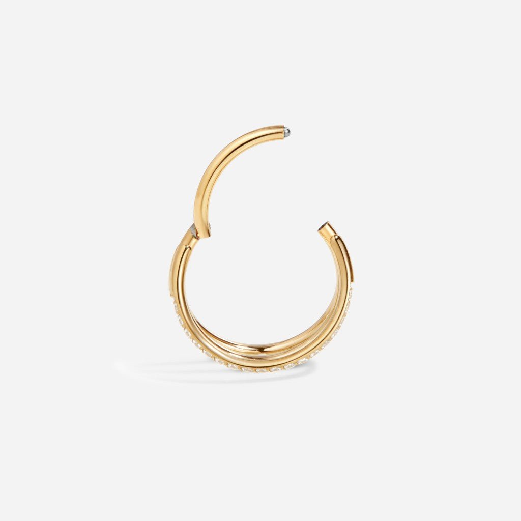 Titanium Cubic Zirconia Triple Segment Ring - SkinKandy | Body Jewellery & Piercing Online Australia
