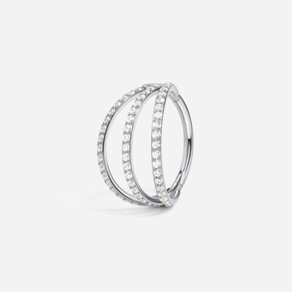 Titanium Cubic Zirconia Triple Segment Ring - SkinKandy | Body Jewellery & Piercing Online Australia