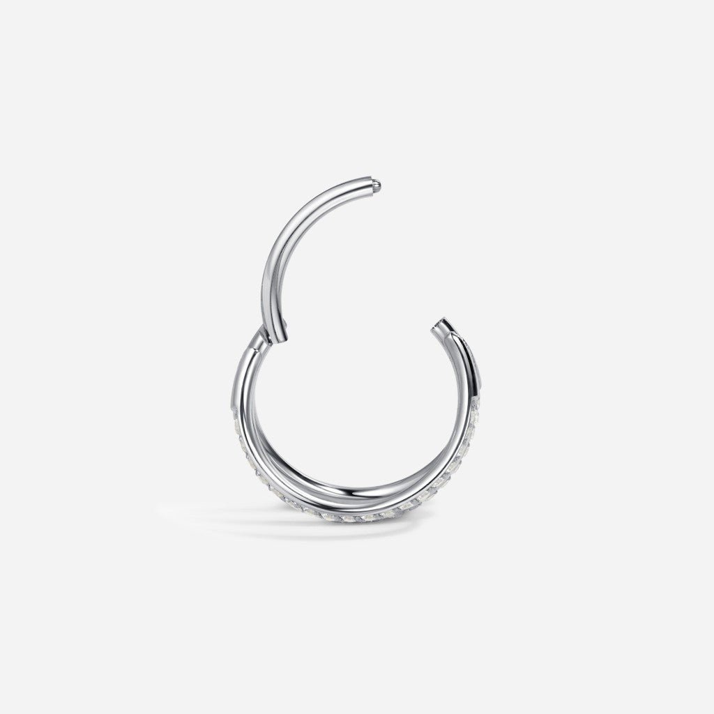 Titanium Cubic Zirconia Triple Segment Ring - SkinKandy | Body Jewellery & Piercing Online Australia