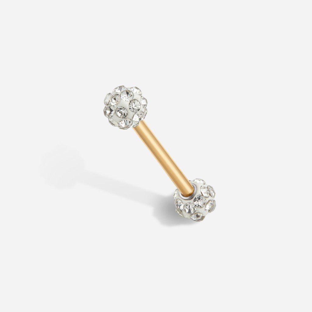 Titanium Cubic Zirconia Externally Threaded Porcelain Ball Tongue Barbell - SkinKandy | Body Jewellery & Piercing Online Australia