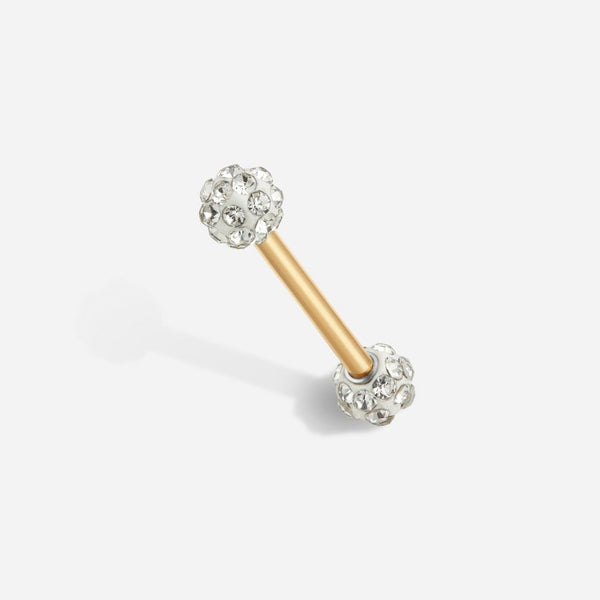 Titanium Cubic Zirconia Externally Threaded Porcelain Ball Tongue Barbell