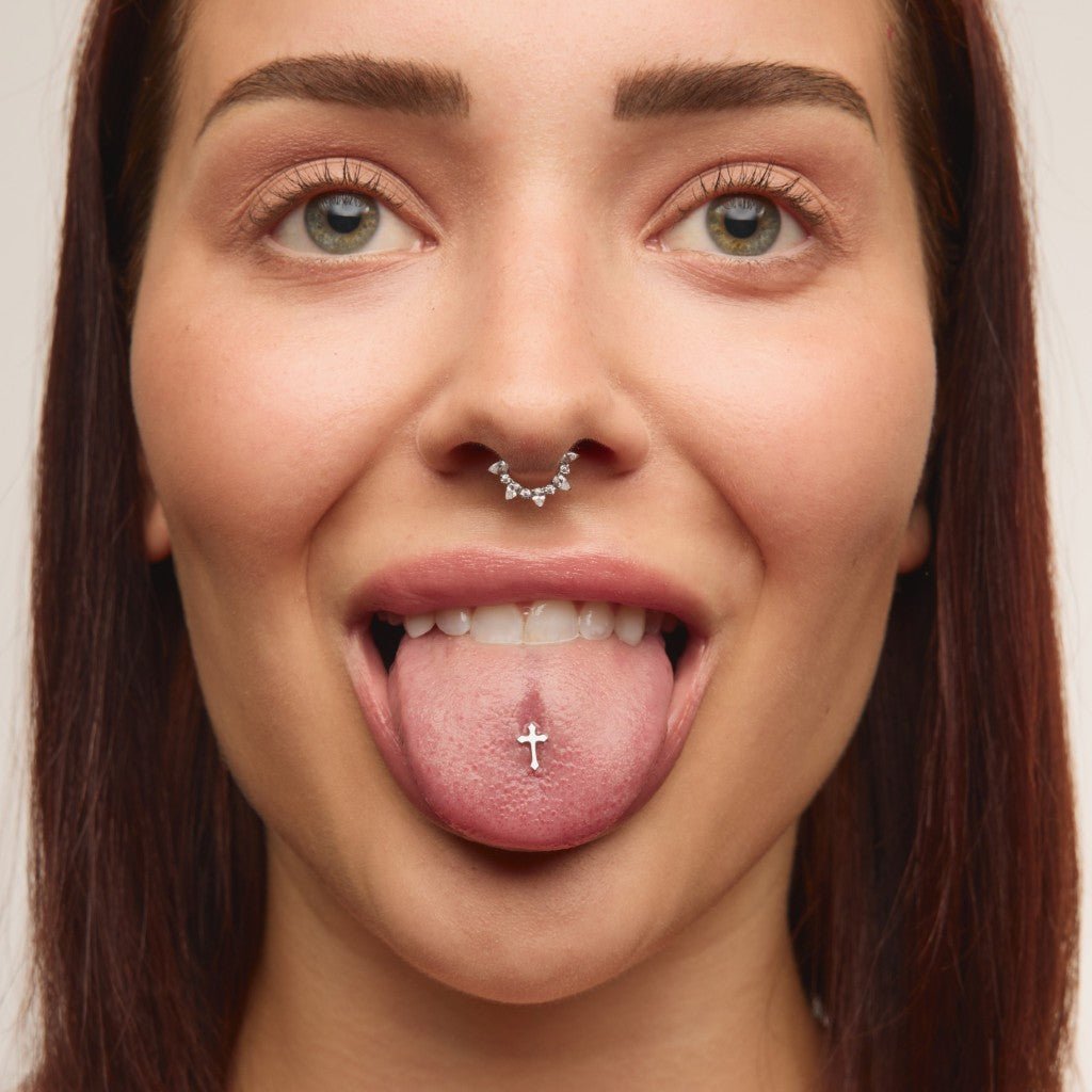 Titanium Internally Threaded Cross Tongue Barbell - SkinKandy | Body Jewellery & Piercing Online Australia