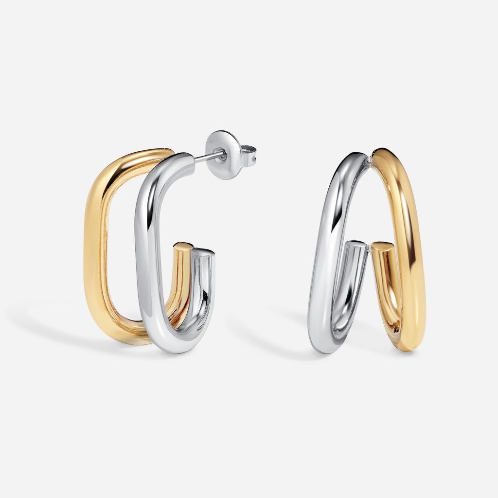 316L Surgical Steel Mix Metal Double Line Hoop Studs - SkinKandy | Body Jewellery & Piercing Online Australia