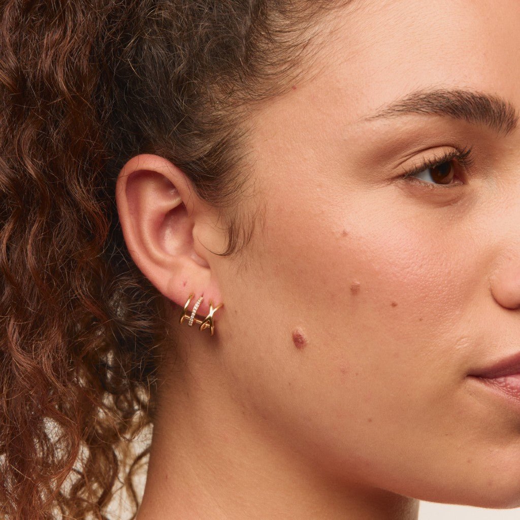 316L Surgical Steel Cubic Zirconia Multi Line Studs - SkinKandy | Body Jewellery & Piercing Online Australia