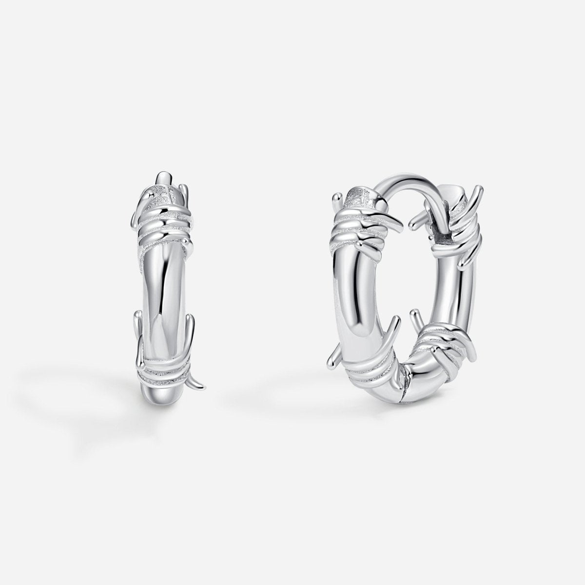 Stainless Steel Barbed Wire Huggie Hoop Earring Pair - SkinKandy | Body Jewellery & Piercing Online Australia