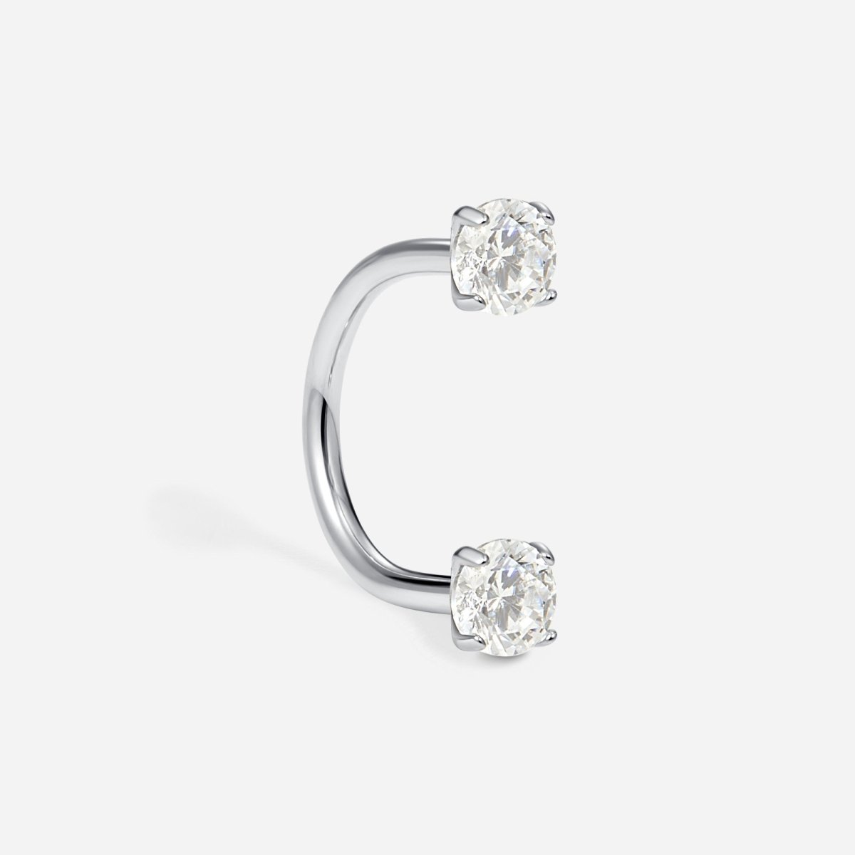Titanium Internally Threaded Cubic Zirconia Round U - Hoop Earring - SkinKandy | Body Jewellery & Piercing Online Australia
