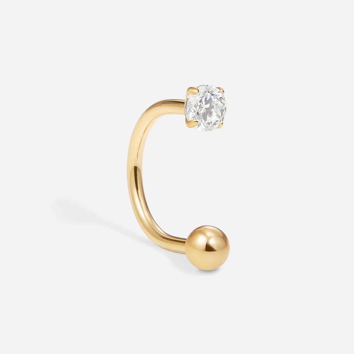 Titanium Internally Threaded Cubic Zirconia Round Plain U - Hoop Earring - SkinKandy | Body Jewellery & Piercing Online Australia