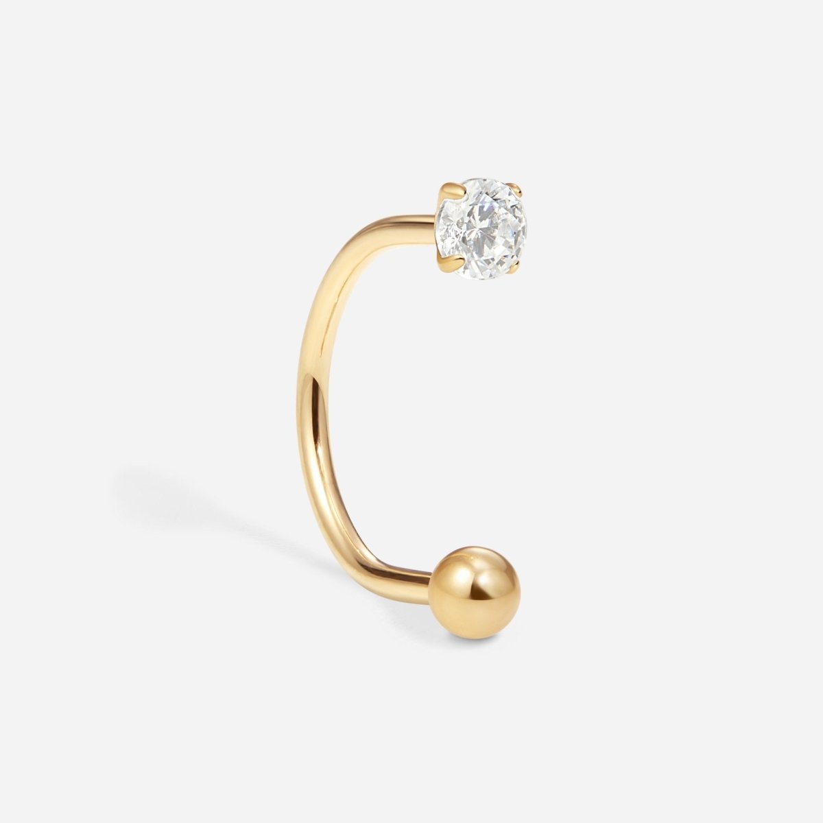 Titanium Internally Threaded Cubic Zirconia Round Plain U - Hoop Earring - SkinKandy | Body Jewellery & Piercing Online Australia