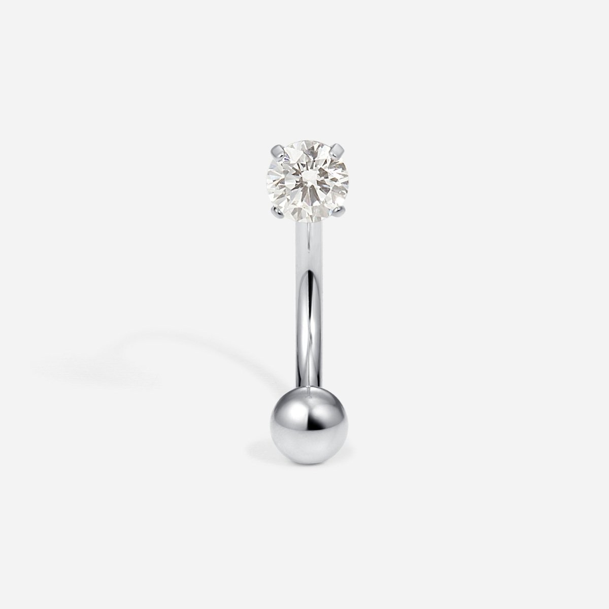 Titanium Internally Threaded Cubic Zirconia Round Plain U - Hoop Earring - SkinKandy | Body Jewellery & Piercing Online Australia