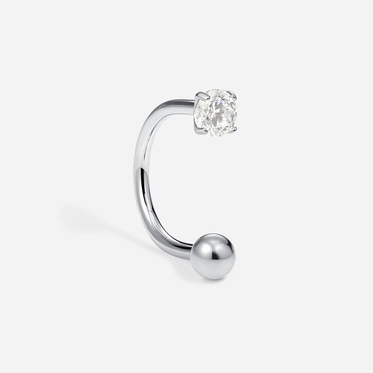 Titanium Internally Threaded Cubic Zirconia Round Plain U - Hoop Earring - SkinKandy | Body Jewellery & Piercing Online Australia