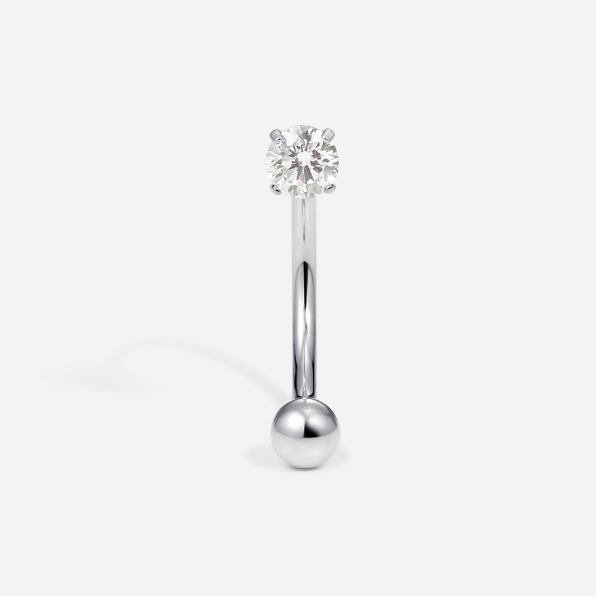 Titanium Internally Threaded Cubic Zirconia Round Plain U - Hoop Earring - SkinKandy | Body Jewellery & Piercing Online Australia