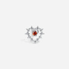 Titanium Internally Threaded Red Cubic Zirconia Spike Heart Flatback