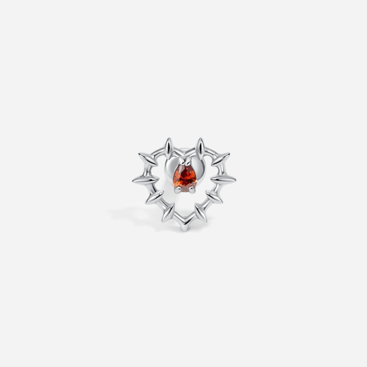 Titanium Internally Threaded Red Cubic Zirconia Spike Heart Flatback - SkinKandy | Body Jewellery & Piercing Online Australia
