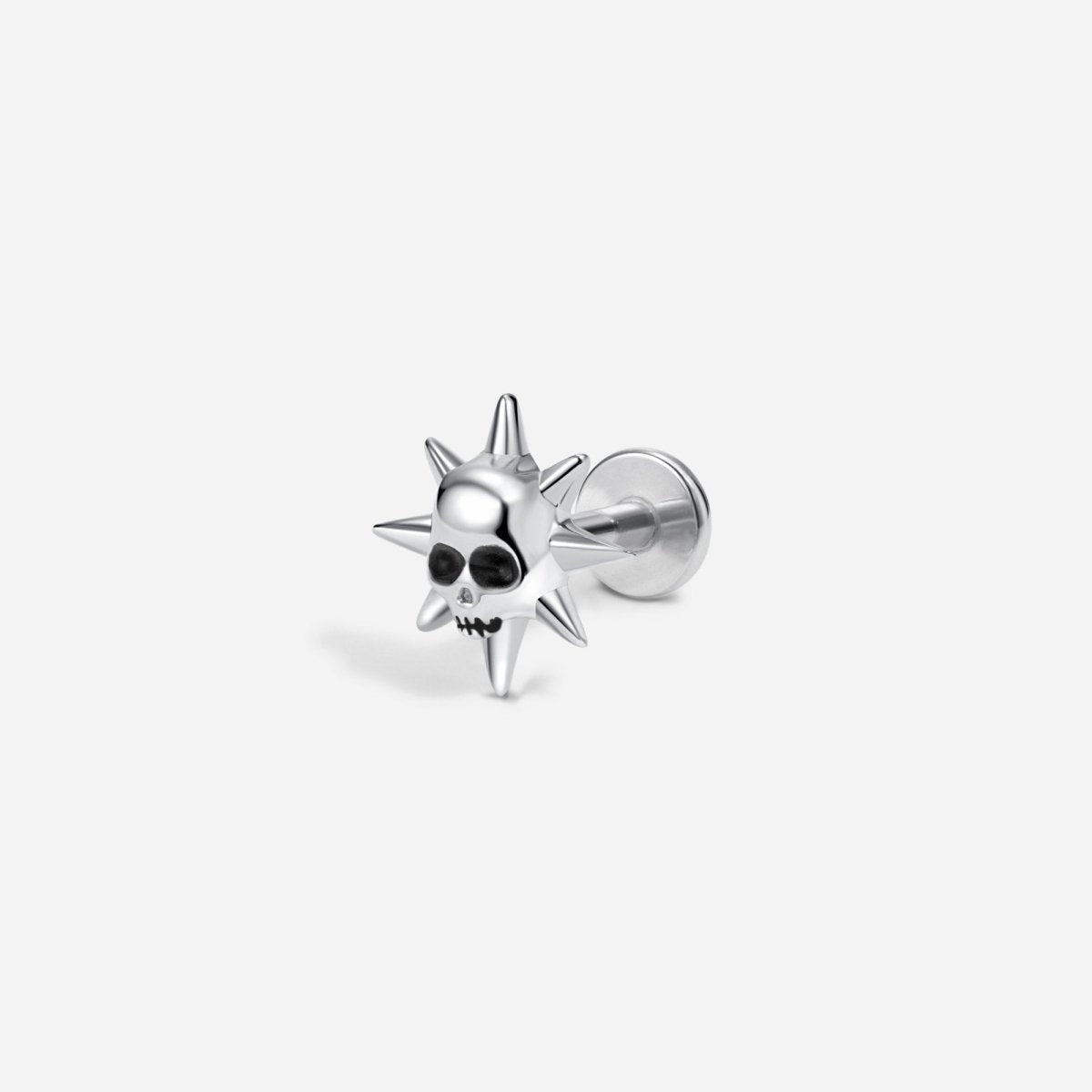 Titanium Internally Threaded Black Cubic Zirconia Spike Skull Flatback - SkinKandy | Body Jewellery & Piercing Online Australia