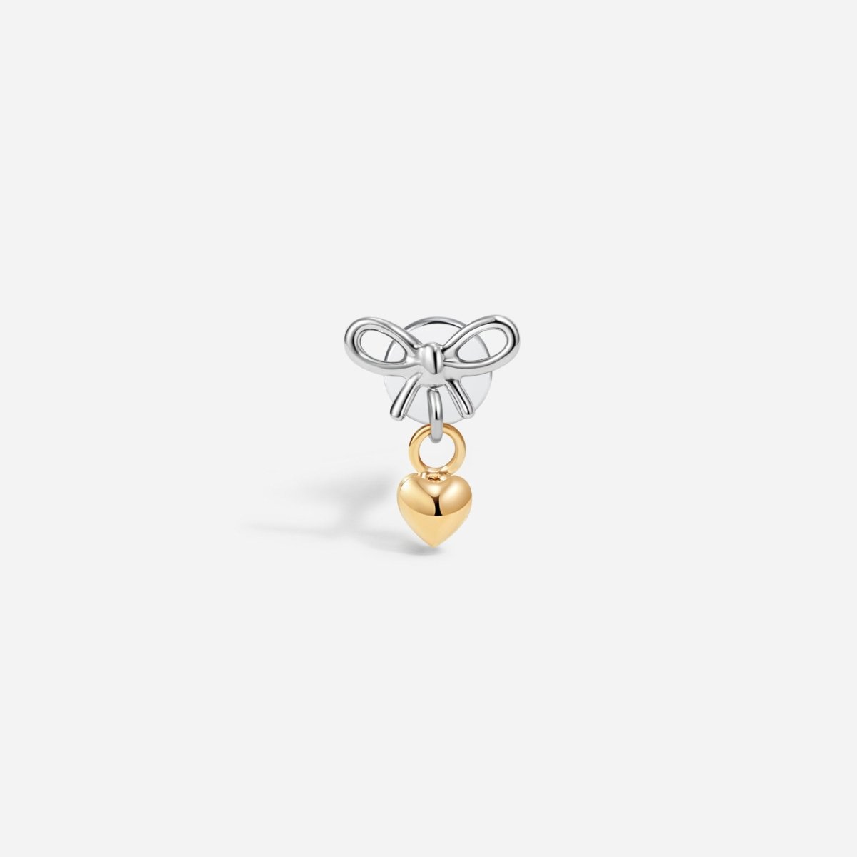 Titanium Internally Threaded Mix Metal Bow Heart Dangle Flatback - SkinKandy | Body Jewellery & Piercing Online Australia