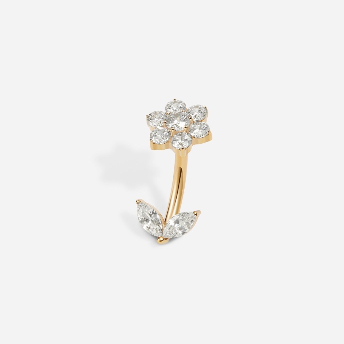 316L Surgical Steel Internally Threaded Cubic Zirconia Flower Navel - SkinKandy | Body Jewellery & Piercing Online Australia