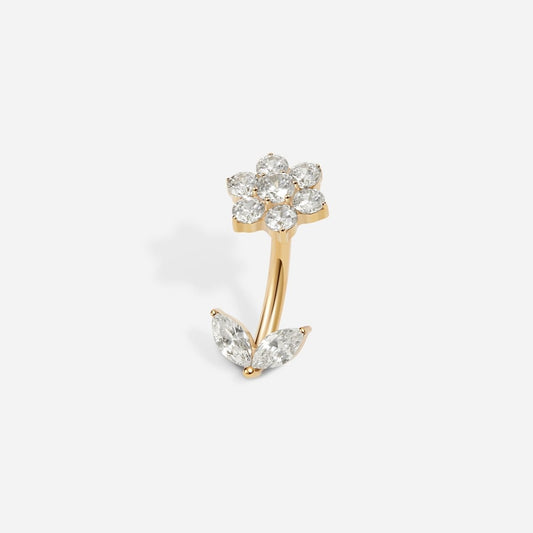 316L Surgical Steel Internally Threaded Cubic Zirconia Flower Navel - SkinKandy | Body Jewellery & Piercing Online Australia