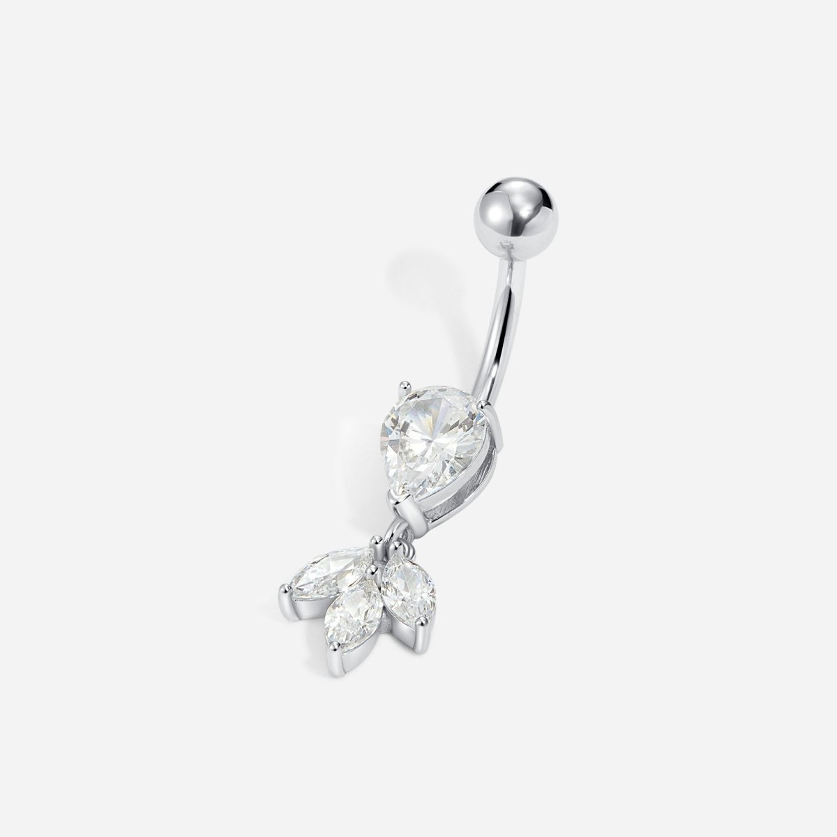 316L Surgical Steel Internally Threaded Cubic Zirconia Marquis Navel Dangle - SkinKandy | Body Jewellery & Piercing Online Australia