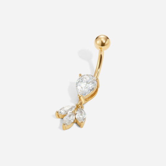 316L Surgical Steel Internally Threaded Cubic Zirconia Marquis Navel Dangle - SkinKandy | Body Jewellery & Piercing Online Australia