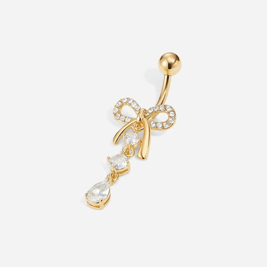 Titanium Internally Threaded 3 CZ Bow Dangle Navel - SkinKandy | Body Jewellery & Piercing Online Australia