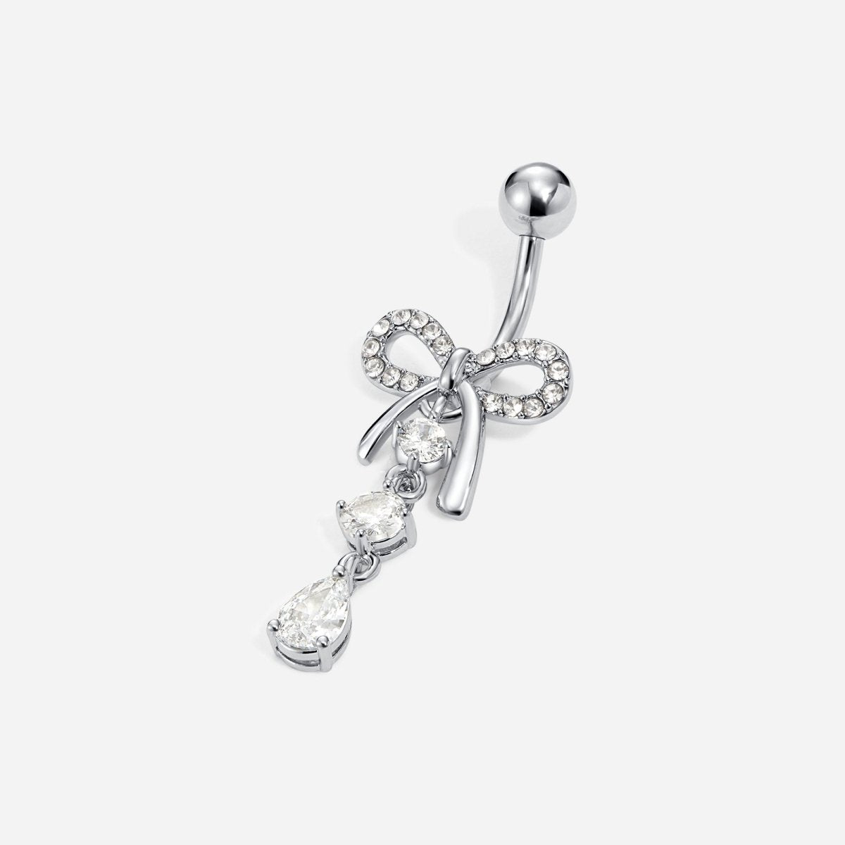 Titanium Internally Threaded 3 CZ Bow Dangle Navel - SkinKandy | Body Jewellery & Piercing Online Australia