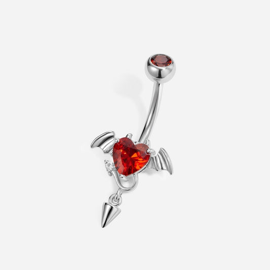 Titanium Internally Threaded CZ Devil Heart Spike Dangle Navel - SkinKandy | Body Jewellery & Piercing Online Australia