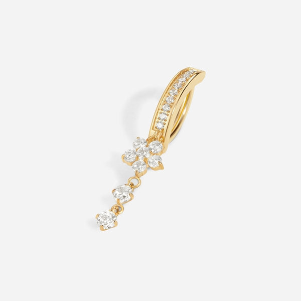 316L Surgical Steel Cubic Zirconia Paved Elongated Dangle Navel Clicker
