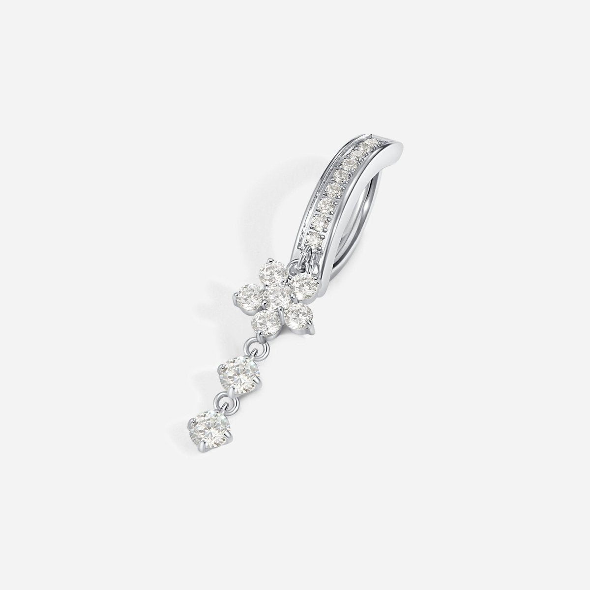 316L Surgical Steel Cubic Zirconia Paved Elongated Dangle Navel Clicker - SkinKandy | Body Jewellery & Piercing Online Australia