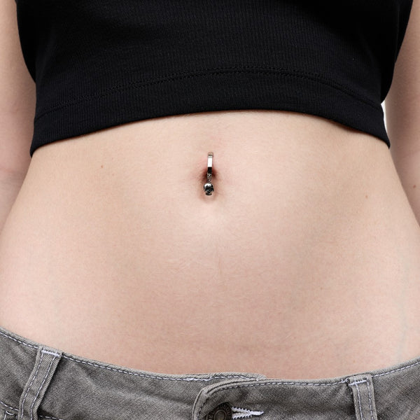 Titanium Cubic Zirconia Skull Dangle Navel Clicker