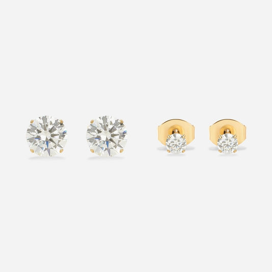 Titanium Round Cubic Zirconia 3mm and 6mm Studs 2 Pack - SkinKandy | Body Jewellery & Piercing Online Australia