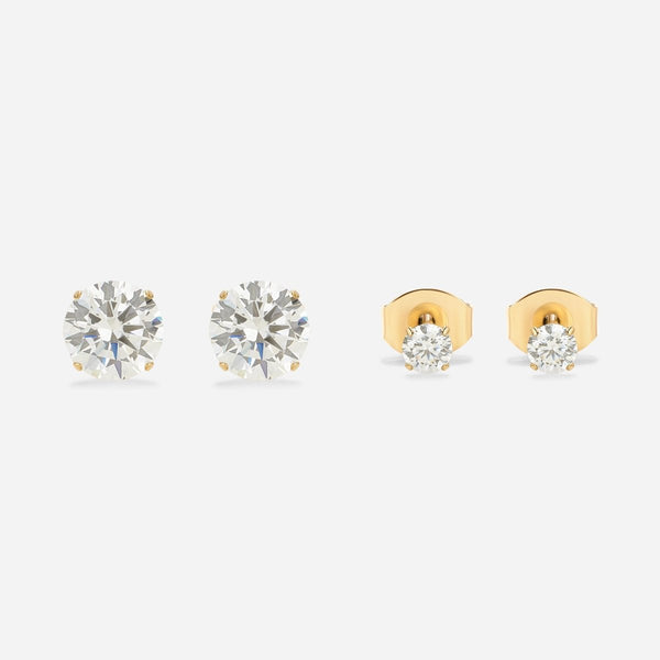 Titanium Round Cubic Zirconia 3mm and 6mm Studs 2 Pack