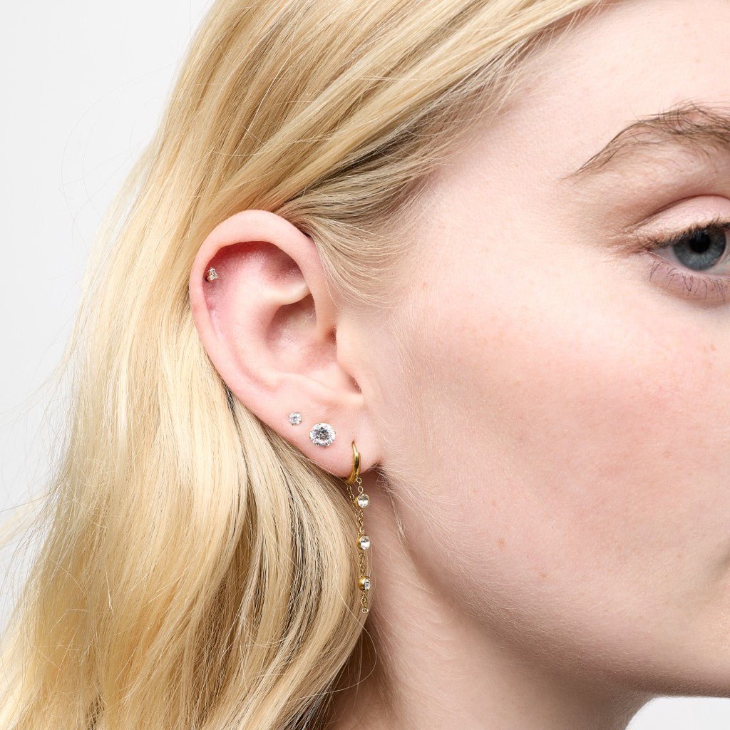 Titanium Round Cubic Zirconia 3mm and 6mm Studs 2 Pack - SkinKandy | Body Jewellery & Piercing Online Australia