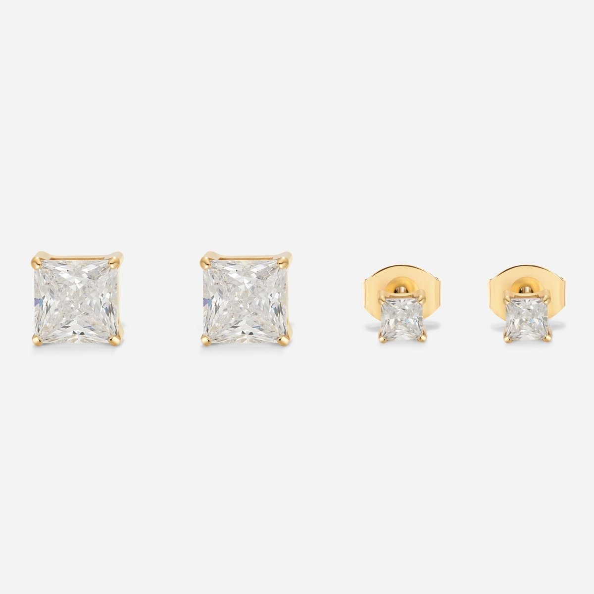 Titanium Square Cubic Zirconia 3mm and 6mm Studs 2 Pack - SkinKandy | Body Jewellery & Piercing Online Australia