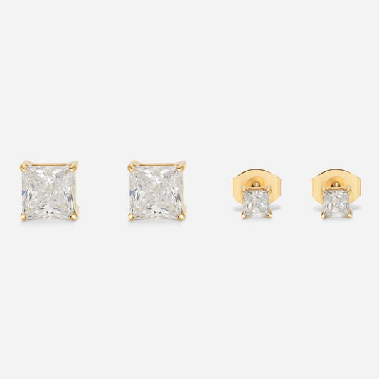 Titanium Square Cubic Zirconia 3mm and 6mm Studs 2 Pack - SkinKandy | Body Jewellery & Piercing Online Australia