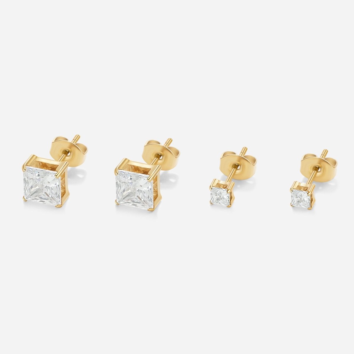 Titanium Square Cubic Zirconia 3mm and 6mm Studs 2 Pack - SkinKandy | Body Jewellery & Piercing Online Australia