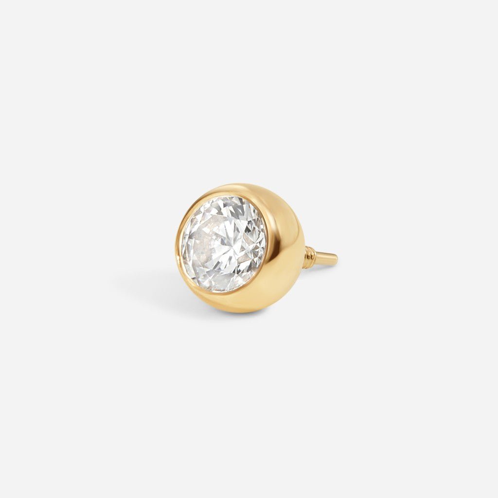 14K Solid Gold Guided Internally Threaded Round Bezel Cubic Zirconia Top - SkinKandy | Body Jewellery & Piercing Online Australia