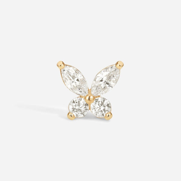 14K Solid Gold Guided Internally Threaded Butterfly Cubic Zirconia Piercing Top