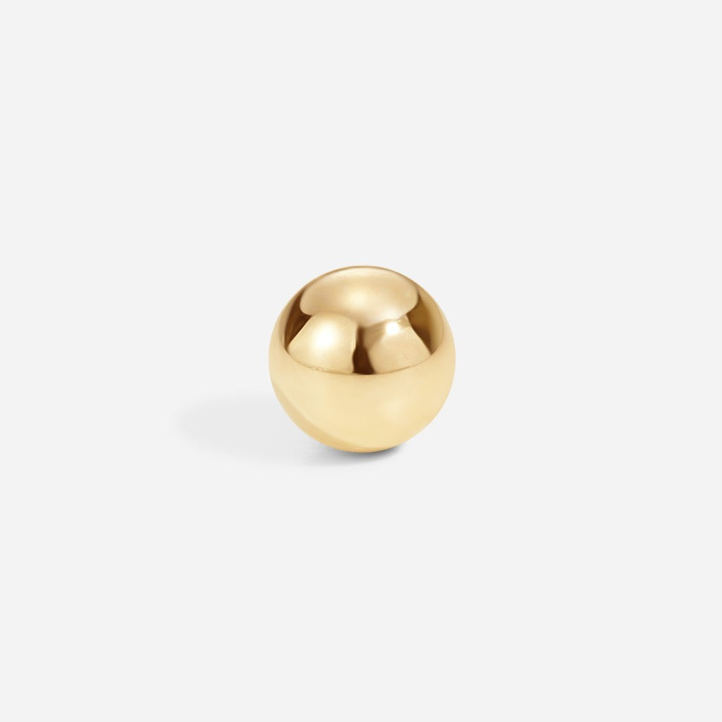 Gold polished ball flatback stud with smooth spherical top and internally threaded post for a sleek everyday piercing look.
