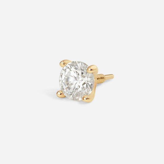 14K Solid Gold Guided Internally Threaded Round Prong Cubic Zirconia Top - SkinKandy | Body Jewellery & Piercing Online Australia