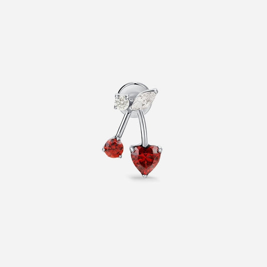 Titanium Internally Threaded Red Cubic Zirconia Cherry Flatback - SkinKandy | Body Jewellery & Piercing Online Australia