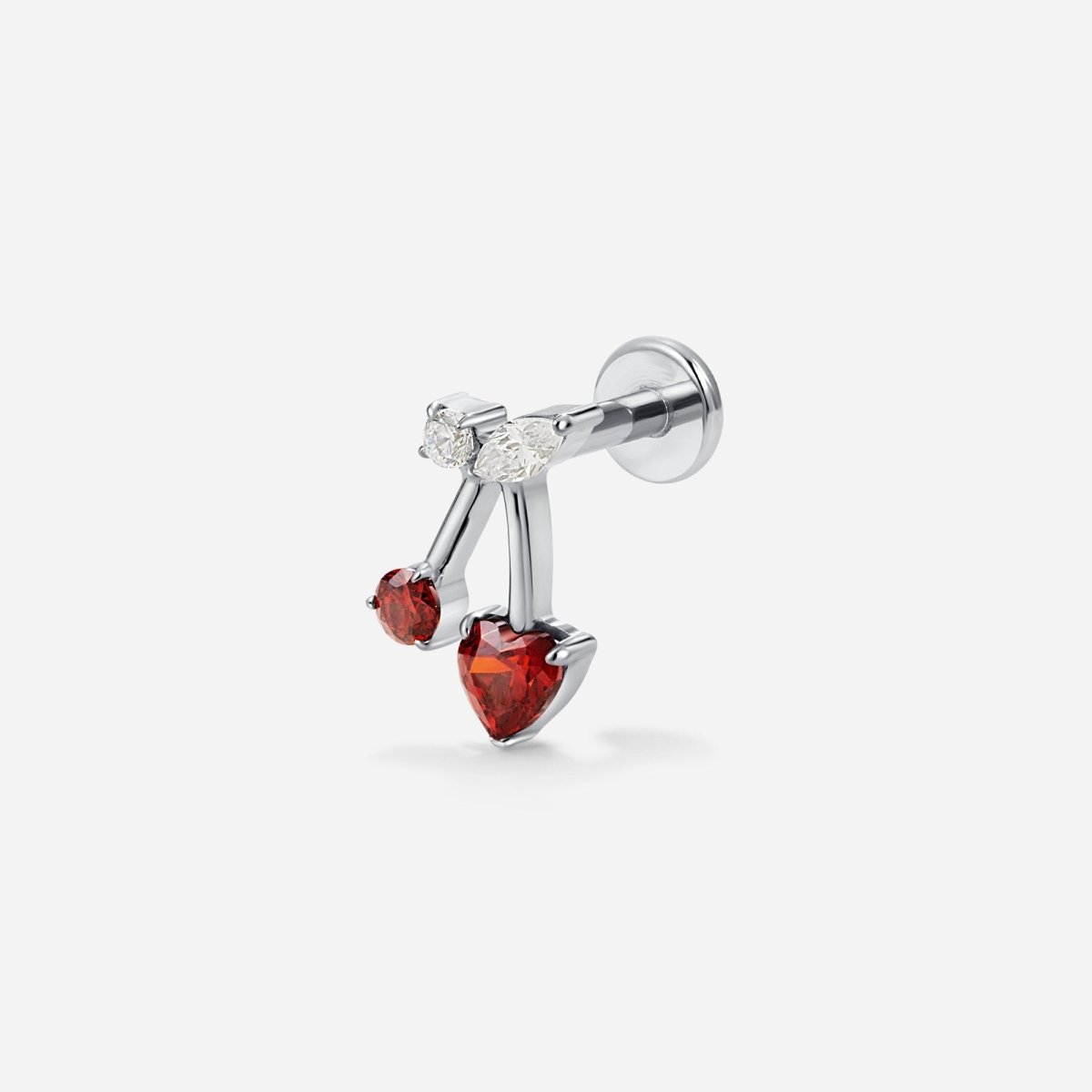 Titanium Internally Threaded Red Cubic Zirconia Cherry Flatback - SkinKandy | Body Jewellery & Piercing Online Australia