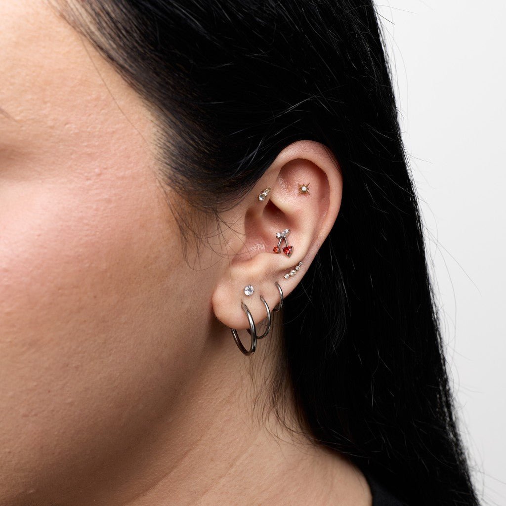 Titanium Internally Threaded Red Cubic Zirconia Cherry Flatback - SkinKandy | Body Jewellery & Piercing Online Australia